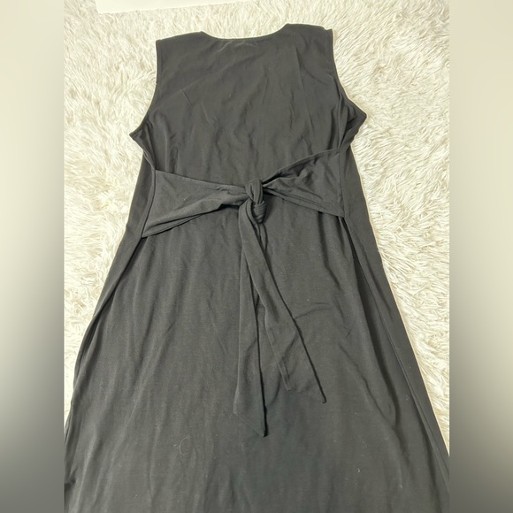Eileen fisher stretch jersey crewnek sleeveless midi dress side slit size Large. - Picture 9 of 16